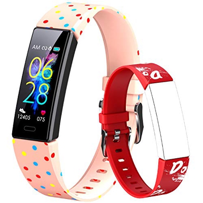 Dwfit - Pulsera deportiva infantil unisex para reloj inteligente, con podómetro, registro de actividad, impermeable, pulsómetro de muñeca, registro de