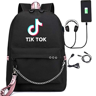 JDSWAN TIK Tok Mochila de USB Backpack computadora portátil y Mochila para Mochila Informal Lápices Mochila de Portátil（20-35L）