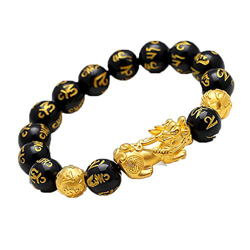 MLUYOCP Pulsera de Cuentas de Mantra de obsidiana Feng Shui, Pulseras de Buena Suerte elásticas Ajustables de China Pi Xiu, Cuentas de Amuleto para at características