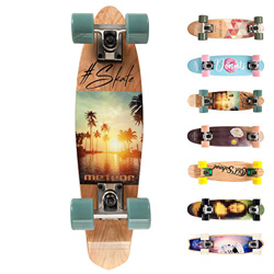 Monopatín patineta Retro Madera Skateboard Completo niños jóvenes Adultos Mejor Calidad Robusto Ligero Ruedas un Skateboard Madera (Summer Sunset) características