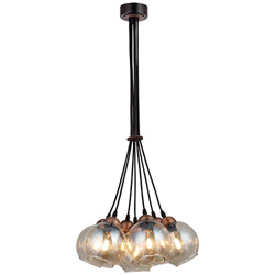 Homemania 1437-74-07 - Lámpara de techo Vivo, colgante, luz, negro, cobre de metal, cristal, 45 x 45 x 100 cm en oferta