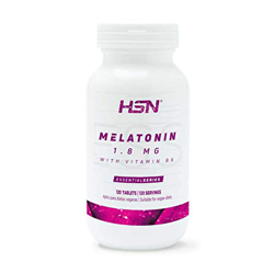 HSN Melatonina 1,8mg Dormir Mejor + Mejorar el Sueño + Descanso por la Noche + Combate los trastornos del Sueño, Estrés y Fatiga, Jet Lag | Vegano, Si precio