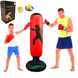 FOYOCER Saco de boxeo para niños, de pie independiente, inflable, saco de boxeo para niños, para practicar karate, artes marciales mixtas y boxeo, de  características