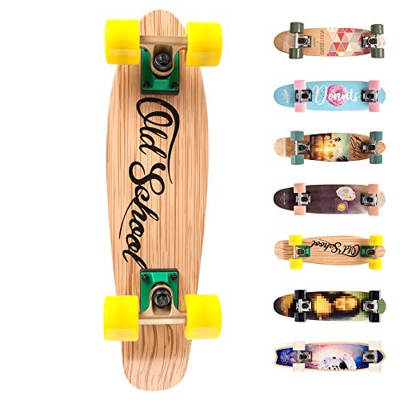 Monopatín patineta Retro Madera Skateboard Completo niños jóvenes Adultos Mejor Calidad Robusto Ligero Ruedas un Skateboard Madera (Old School)