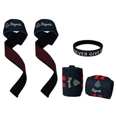 Pack de Muñequeras y Straps para Gym, Crossfit, Halterofilia y Levantamiento de Pesas-Pulsera de Regalo