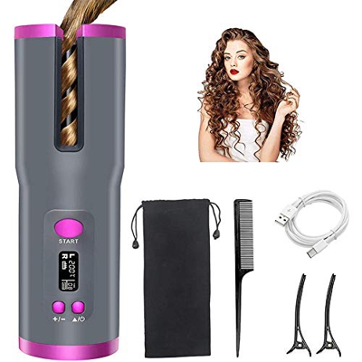 Auto Cordless Hair Curler Portable Wireless USB Recargable Curling Iron Ceramic Curler Pared Auto Rotating Styling Tools