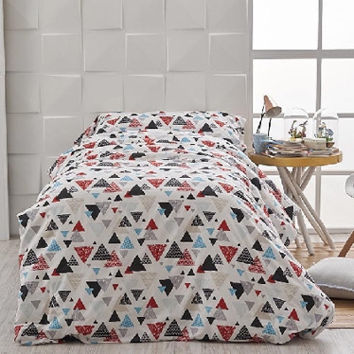 Juego funda nórdica Algodón 3p - Triangulos cama 150 o 160 cm Gris