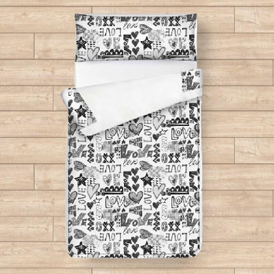 Funda Saco Nórdico - Love Blanco Saco cama 090cm - 090x190cm