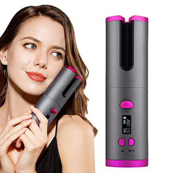 Rizador de pelo inalámbrico automático, portátil, con pantalla LCD, recargable por USB, 150 – 200 °C, control de calentamiento rápido, rizador profesi en oferta