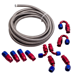 20FT AN6 Acero inoxidable PTFE E85 Manguera de línea de combustible + Kit de extremo de manguera de conexión giratoria en oferta