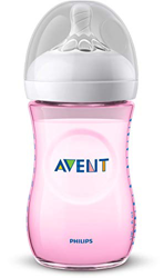 Philips Avent Biberón Natural SCF034/17 - Biberón de 260 ml con tetina con flujo para recién nacidos, diseñada para imitar el tacto del pecho, 0% BPA, precio