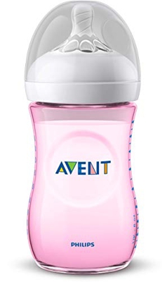 Philips Avent Biberón Natural SCF034/17 - Biberón de 260 ml con tetina con flujo para recién nacidos, diseñada para imitar el tacto del pecho, 0% BPA,