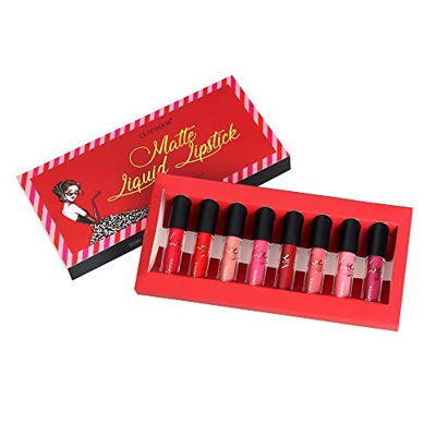 Brillo Labial-GLAMADOR kit de Pintalabios Mate,Lápiz Labial Líquido de larga Duración-Terciopelo mate, Maquillaje Profesional,Hidratante Impermeable,R