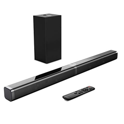 Barra de Sonido 2.1 para TV, BOMAKER 4K&HD 100W con Subwoofer, Potencia 110 dB, Bluetooth 5.0, 5 Modos de Sonido, Óptico, 3,5 mm AUX, USB, para Cine e en oferta