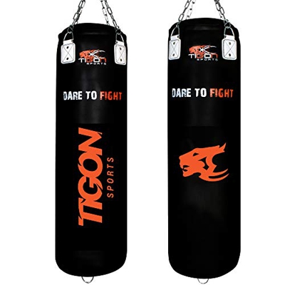 Tigon Heavy Rexion - Saco de boxeo de piel con relleno de 4 pies para artes marciales mixtas de boxeo y entrenamiento de Muay Thai