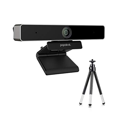 PAPALOOK Webcam 2K con Micrófono Estéreo,Trípode y Web CAM Cover, Cámara Web Plug & Play para Video Chat y Grabación, Compatible con Windows, Mac y An