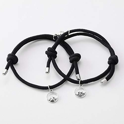 MLUYOCP 2 Piezas de Pulsera magnética para Amantes de la Pareja, Kit de joyería Trenzada para Amantes de la Cuerda de la Amistad Ajustable de tamaño, 