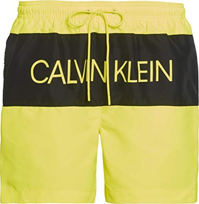 Calvin Klein Medium Drawstring Bañador, Amarillo (Safety Yellow ZAA), Hombre