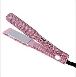 Plancha de Pelo Profesional Nano Titanio, Calentamiento Instantáneo, Plancha de cabello cubierta de Piedras Rosadas Brillantes, Cable 360, Pantalla LC precio