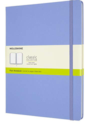 Moleskine - Cuaderno Clásico con Hojas en Blanco, Tapa Dura y Cierre con Goma Elástica, Tamaño XL 19 x 25 cm, Color Azul Hortensia, 192 páginas características