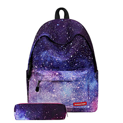 Mochila Escolar Mochilas Galaxy Tipo Casual Bolsas Escolares Bolsa de Viaje para Niñas de Lona Estampado de Estrellas Mochila para Escuela características