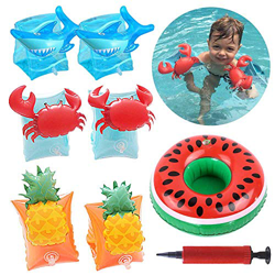 Corrines 8Pack Kids Niños Natación Anillos de Flotador de Brazo, con Soporte de Bebida Flotante Inflable para Piscina. precio