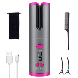 Rizador de Pelo Automático Inalámbrico, Profesional Portátil Rizador de Cabello Cerámica Pantalla LCD Recargable USB y Calentamiento Rápido Temperatur en oferta