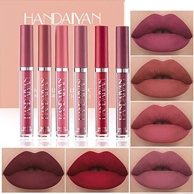 6 piezas Mate Brillo Labial,set de lápiz labial líquido aterciopelado Brillo labial impermeable Copa antiadherente Colores atractivos Glaseado labial,