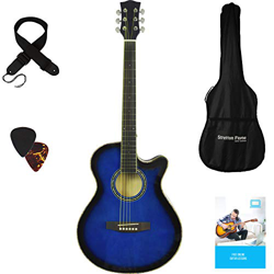 Stretton Payne Grand Auditorium Paquete de guitarra acústica de tamaño completo para adultos, 106 cm, G40 Blue Burst características