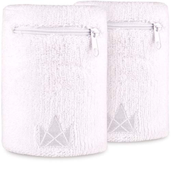 The Friendly Swede Muñequera Sweatband, 2-Pack, con Bolsillo (Blanco 14-17 cm) en oferta