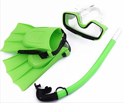 SAFLYSE Set de esnórquel para niños (gafas de buceo, tubo y aletas), color verde en oferta