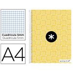 Cuaderno A4 Antartik espiral cuadrícula tapa forrada amarillo