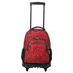 Mochila escolar Totto con ruedas renglones sofery rojo en oferta