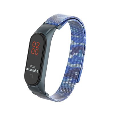 Pulsera Milanesa de Camuflaje para Xiaomi Mi Band 4 / Mi Band 3 Acero Inox Imán - Azul