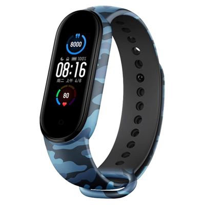 Xiaomi Mi Band 5 correa de silicona alta calidad camuflaje azul