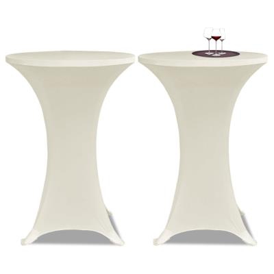 Conjunto de 2 Manteles color crema ajustados para mesa de pie - 60 cm diámetro