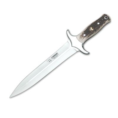 Cuchillo rematador Cudeman con mango de asta de ciervo y hoja recta de 23 cm. 105-C