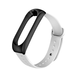 Pulsera de Silicona y marco de metal para Xiaomi Mi Band 3 /4, Negro & Blanco en oferta