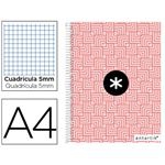 Cuaderno A4 Antartik espiral cuadrícula tapa forrada coral