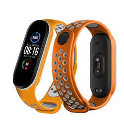 Xiaomi Mi Band 5 correa de silicona alta calidad naranja y blanco en oferta