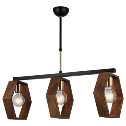 Lámpara de Suspensión Homemania Lugo Oro, Negro, Madera 67x27x84 cm en oferta