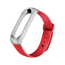 Pulsera de Silicona y marco de metal para Xiaomi Mi Band 3 /4, Blanco & Rojo precio