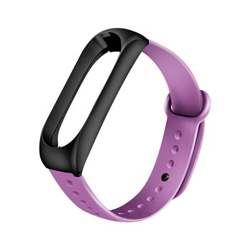 Pulsera de Silicona y marco de metal para Xiaomi Mi Band 3 /4, Negro & Violeta en oferta