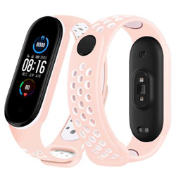 Xiaomi Mi Band 5 correa de silicona alta calidad rosa claro y blanco características