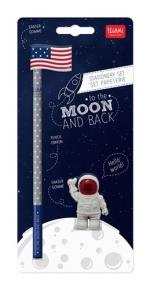 Legami Stationery Set to The Moon and Back - 2 gomas y un lápiz