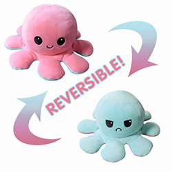 H HANSEL HOME Peluche de Pulpo Reversible de Doble Cara, Pulpito Sonriente o Enfadado 20 x 10 CM, Navidad ( Rosa + Azul Cielo) precio