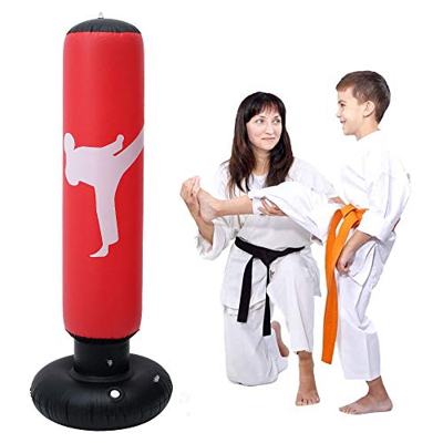 Saco de boxeo de tierra de 160 cm, saco de boxeo para practicar karate de entrenamiento para niños y adultos (rojo)