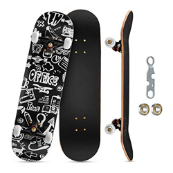 KOVEBBLE Longboard profesional estándar completo de 81 x 20 cm para niños, adolescentes y adultos, regalo de 7 capas de arce canadiense doble patada c características