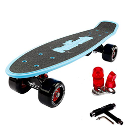 FunTomia® Mini Board monopatín Skateboard 57cm - Big Wheel 65mmx45mm (80A) - Rodamiento ABEC-11 (Azul + T-Tool) características