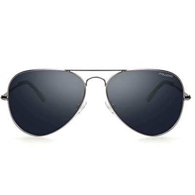 fawova Gafas Hombre Aviador Polarizadas Con Lent Gris,2019 Gafas de Sol Hombre Aviador Montura de Metal,Conducir, Pescar, Golf, Correr UV400,Cat.3 58m